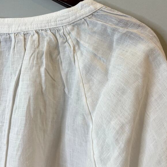J.Crew Cabana Top Linen Shirt Breathable Date Vacation Trip Plus CI542 White 2X - Picture 10 of 16